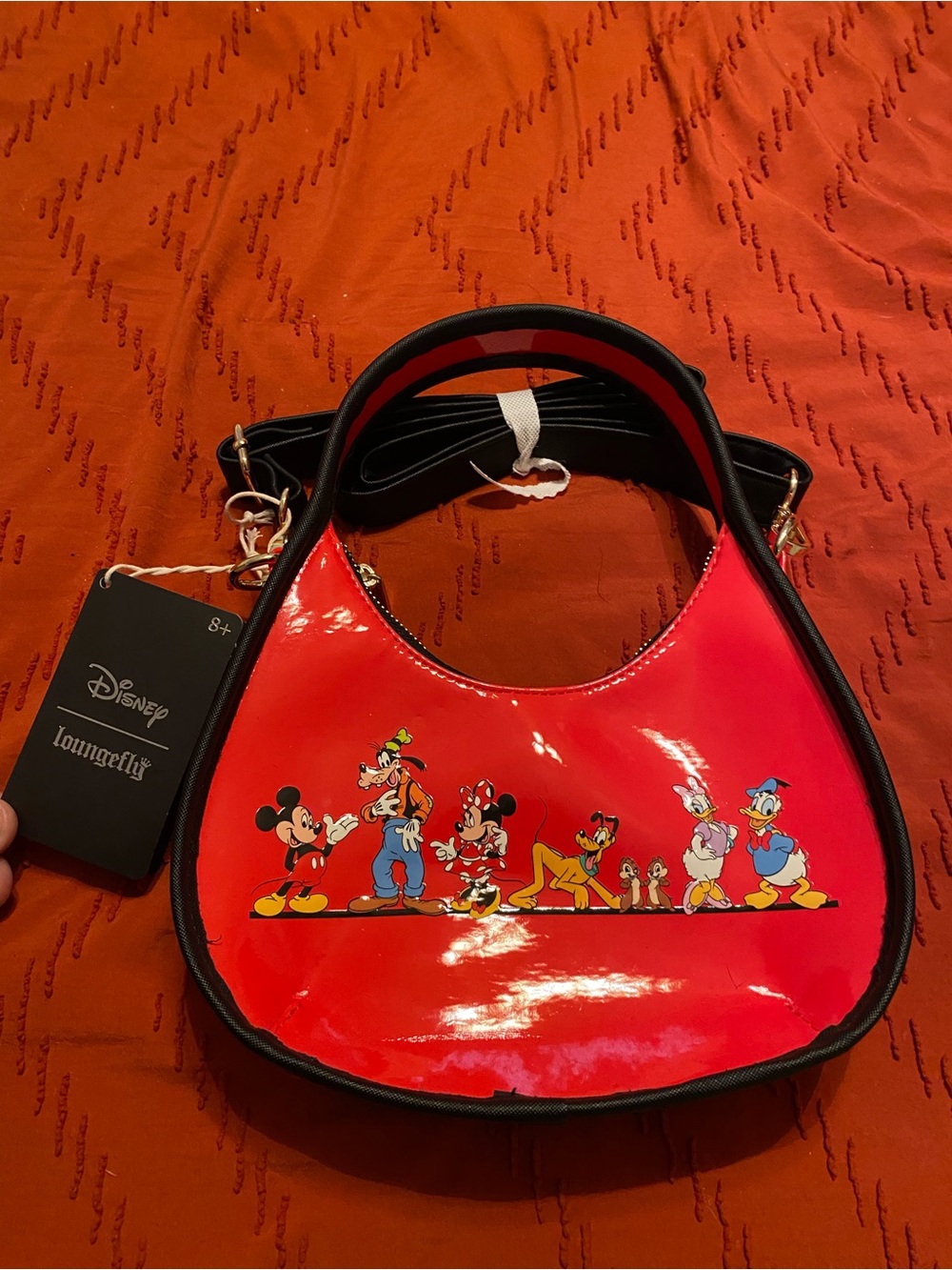 Disney x Loungefly Red Patent Mickey & Friends Shoulder Bag Hard Tag Loungefly